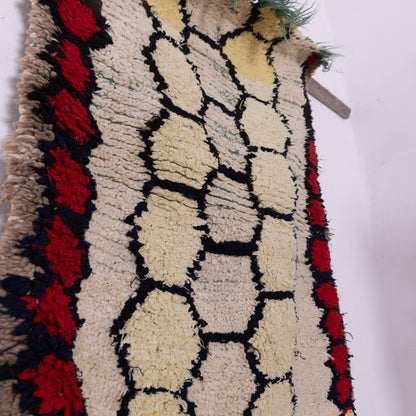 Vintage Azilal Moroccan Rug - Handwoven Wool Runner with Geometric Honeycomb Motif