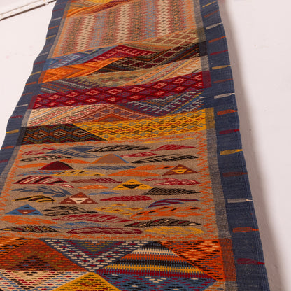 Moroccan Corridor Rug - Extra-Long Handwoven Runner - Tribal Patchwork Elegance