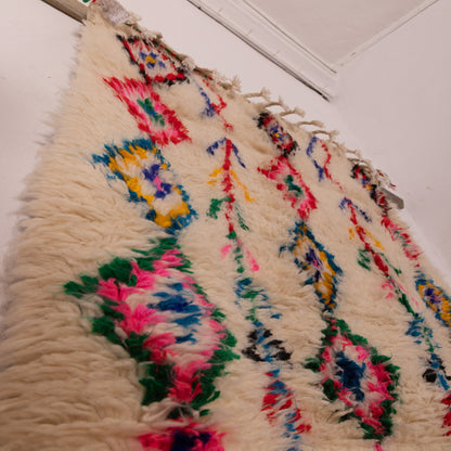 Colorful Azilal Rug - Small Handmade Moroccan Rug - 80% Wool, 20% Cotton - Boho Geometric Wall Hanging