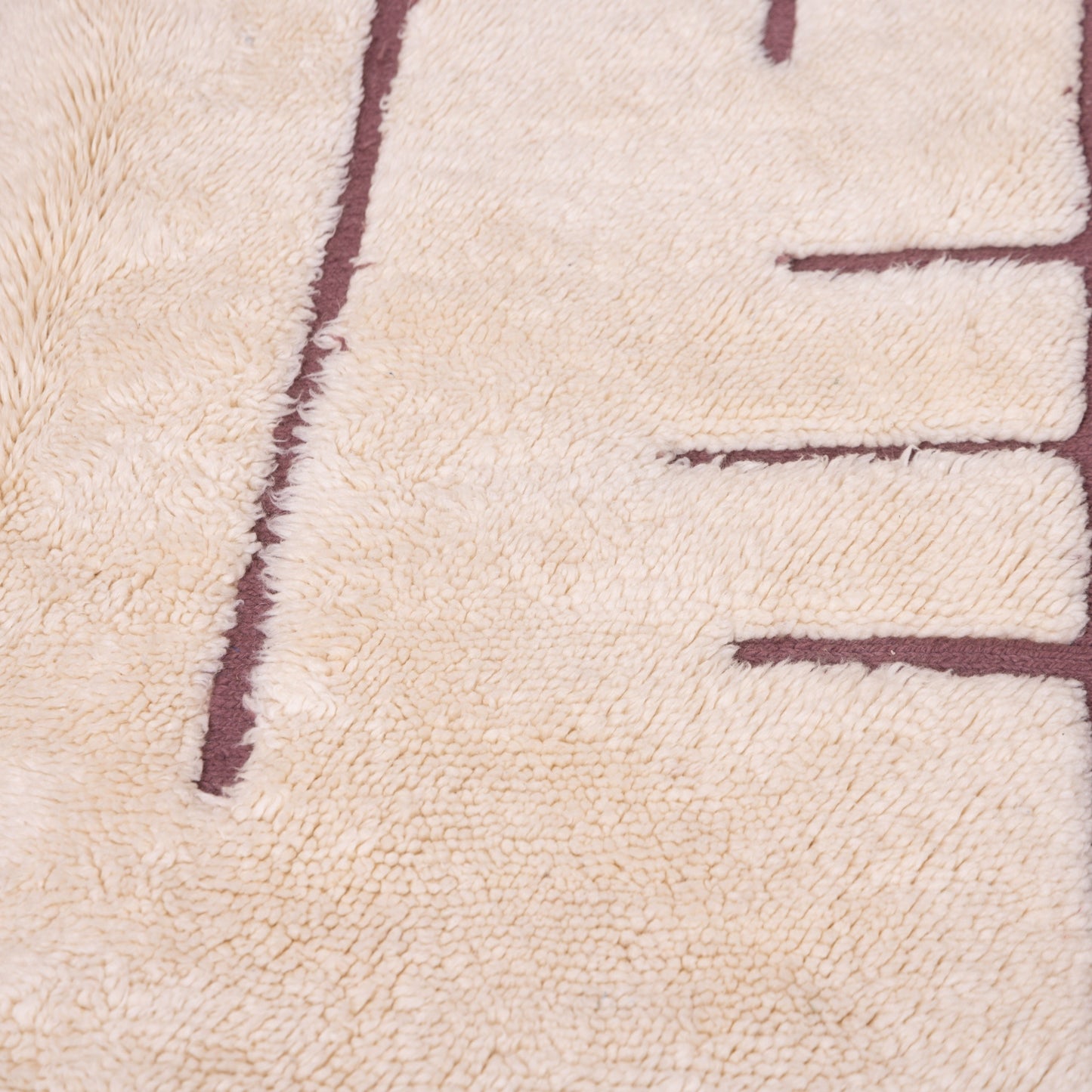 Minimalist Moroccan Wool Rug – Handwoven Berber Beni Ourain Style – Cream with Geometric Brown Lines – Boho Chic Decor