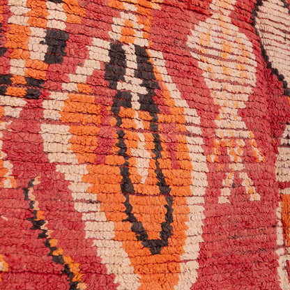 Vintage Moroccan Rehamna Rug – Handmade Berber Wool Carpet with Fiery Red & Orange Tones ; 10,33 ft / 6,07 ft