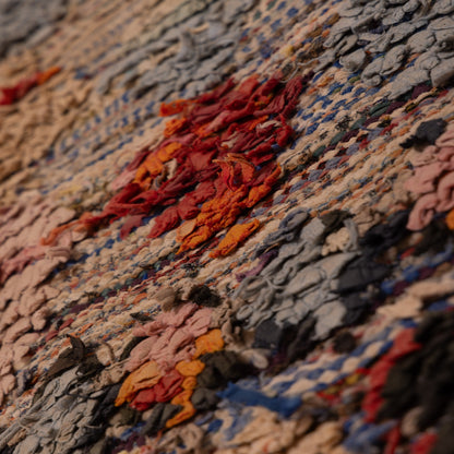Vintage Moroccan Boucherouite Rug – Handwoven Berber Carpet with Geometric Diamond Patterns