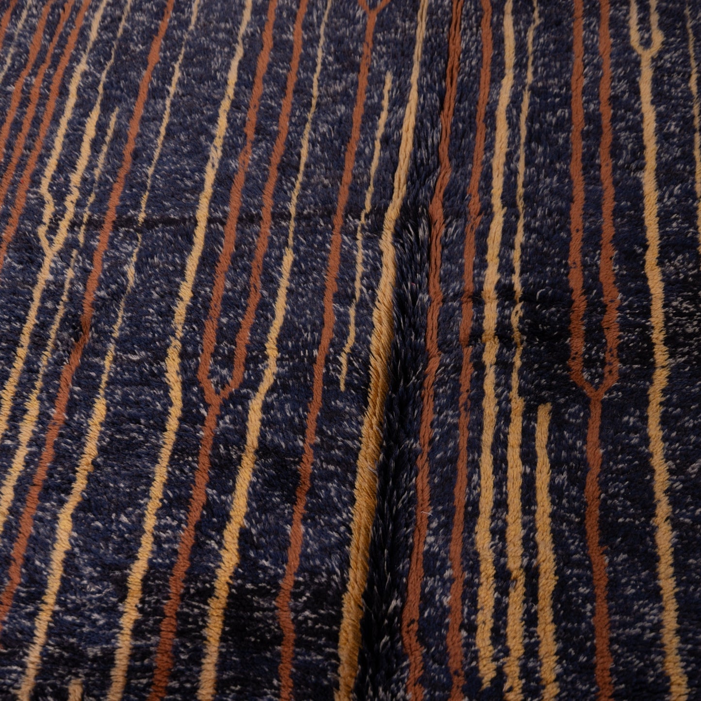 Handmade Mrirt Rug – 100% Wool Moroccan Berber Carpet – Black & Earthy Tones Abstract Wool Rug – Luxury Modern & Boho Home Decor