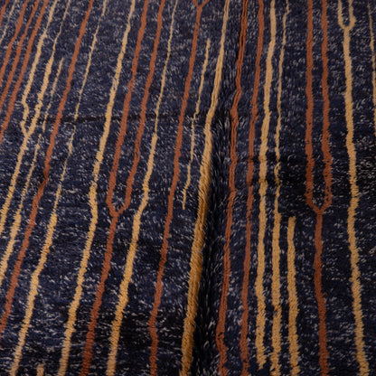 Handmade Mrirt Rug – 100% Wool Moroccan Berber Carpet – Black & Earthy Tones Abstract Wool Rug – Luxury Modern & Boho Home Decor