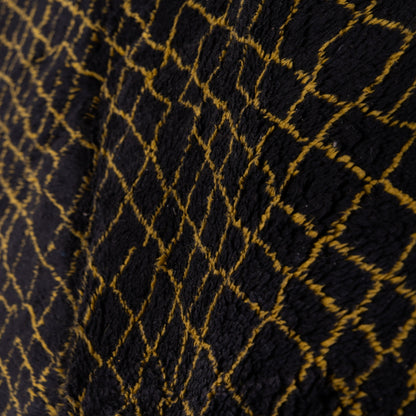 Handmade Mrirt Rug – 100% Wool Moroccan Berber Carpet – Black & Gold Geometric Wool Rug – Luxury Modern & Boho Home Decor