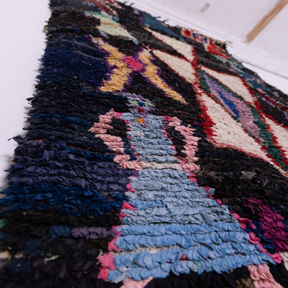 Vintage Moroccan Boucherouite Rug – Handwoven Tribal Berber Carpet – Unique Folk Art Textile