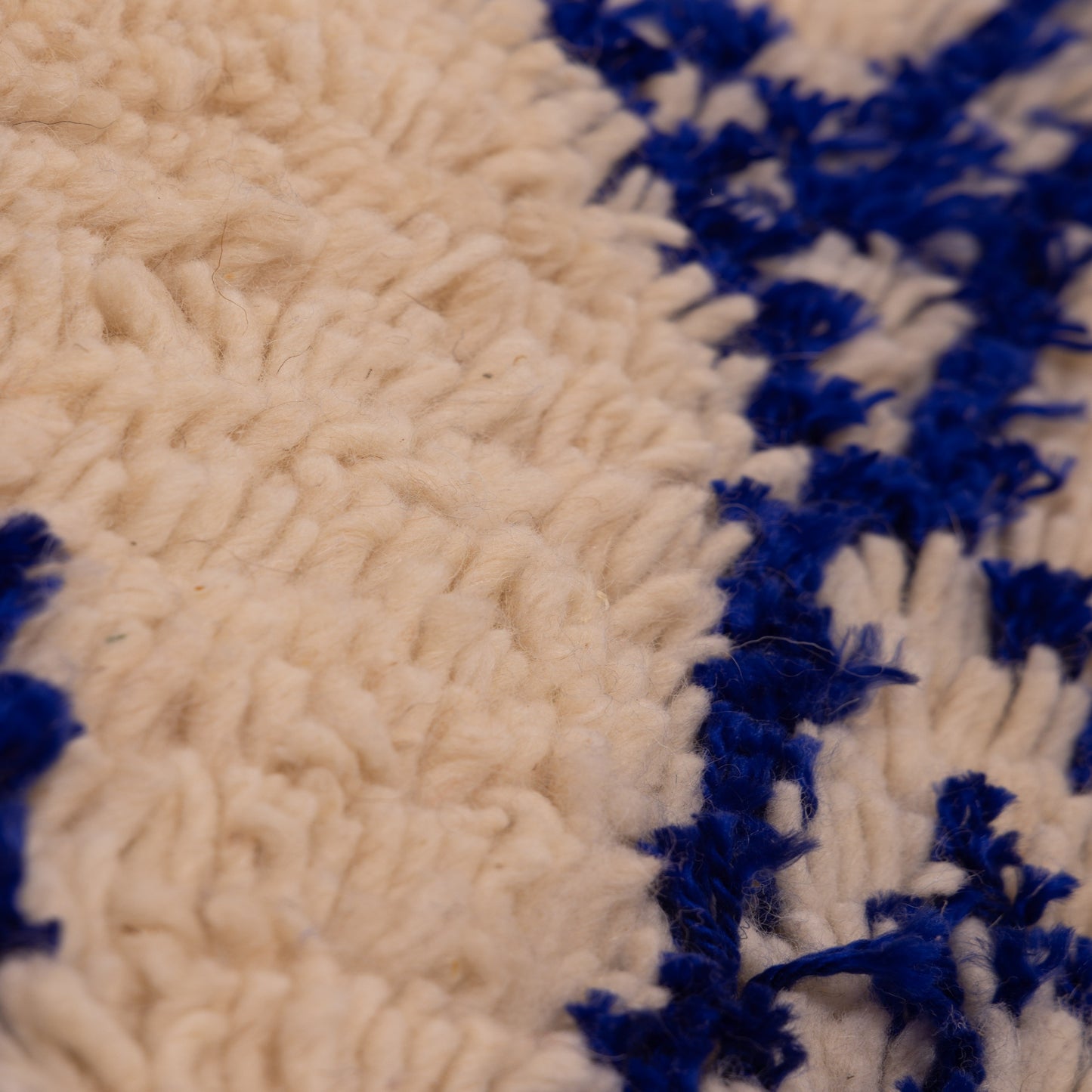 Small Azilal Wool Rug - Blue Geometric Moroccan Handmade Art - 80% Wool 20% Cotton - Mini Berber Wall or Floor Piece