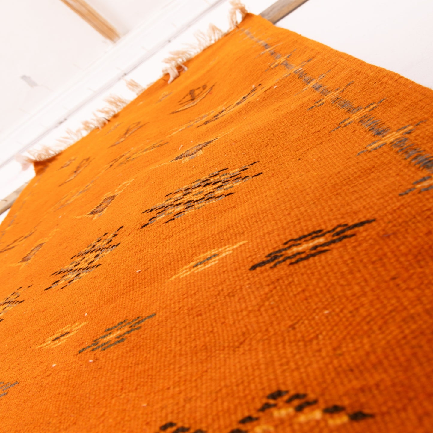 Moroccan Corridor Rug - Handwoven Orange Runner - Bold Berber Accent