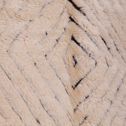 Handwoven Moroccan Mrirt Rug – Luxurious High-Pile Wool Berber Carpet in Black & White Geometric Design ; 11,81 ft / 8,20 ft