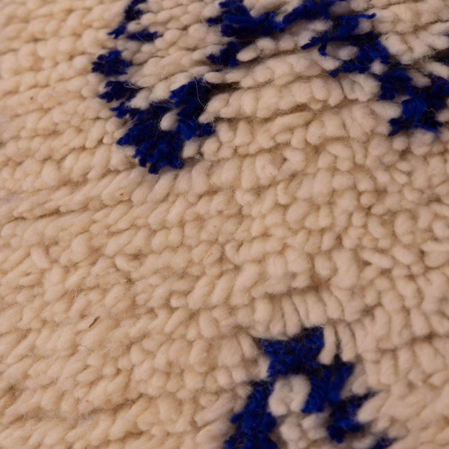 New Handmade Azilal Wool Rug - Abstract Blue Geometric Patterns - Modern Moroccan Floor or Wall Decor
