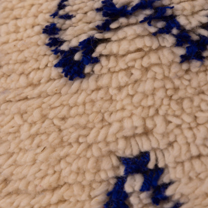 New Handmade Azilal Wool Rug - Abstract Blue Geometric Patterns - Modern Moroccan Floor or Wall Decor
