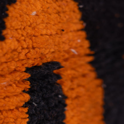 Minimalist Boujad Rug – New Moroccan Wool Rug – Burnt Orange & Black Tribal Figures – Handwoven Berber Wall Art or Floor Accent