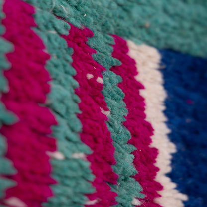Colorful Diamond Boujad Rug – New Moroccan Wool Rug – Tribal Berber Wall Hanging – Emerald Green, Fuchsia & Orange Handmade Textile Art