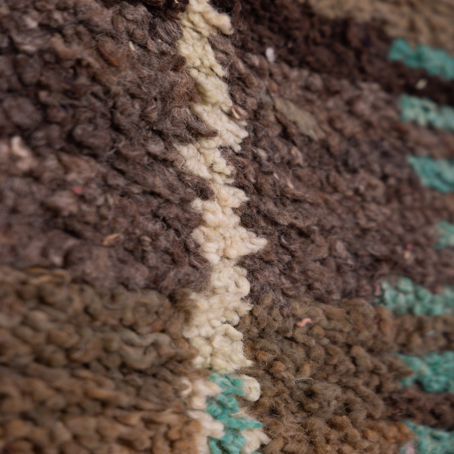 Earthy Abstract Boujad Rug – New Moroccan Wool Rug – Tribal Green & Terracotta Design – Handmade Berber Textile Wall Hanging or Rug