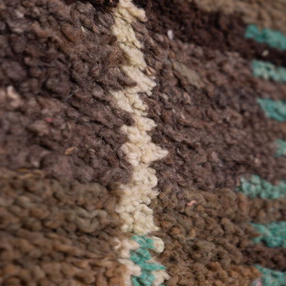 Earthy Abstract Boujad Rug – New Moroccan Wool Rug – Tribal Green & Terracotta Design – Handmade Berber Textile Wall Hanging or Rug