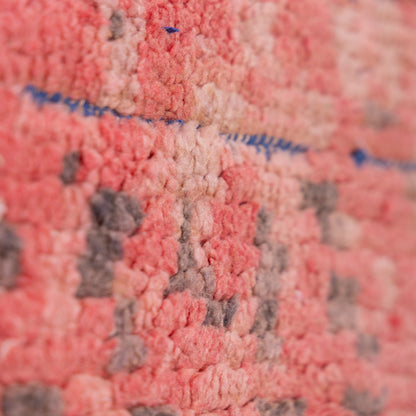 Vintage Moroccan Berber Rug – Handwoven Wool & Cotton Red Boucherouite Carpet