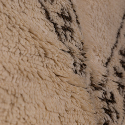 Vintage Moroccan Beni Ourain Rug | Handwoven Wool Berber Carpet | Tribal Diamond & Symbolic Motifs ; 13,12 ft / 6,89 ft