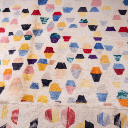 Handwoven Moroccan Mrirt Wool Rug – Colorful Geometric Berber Carpet