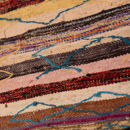 Vintage Moroccan Boucherouite Rug – Handwoven Berber Carpet with Tribal Geometric Patterns