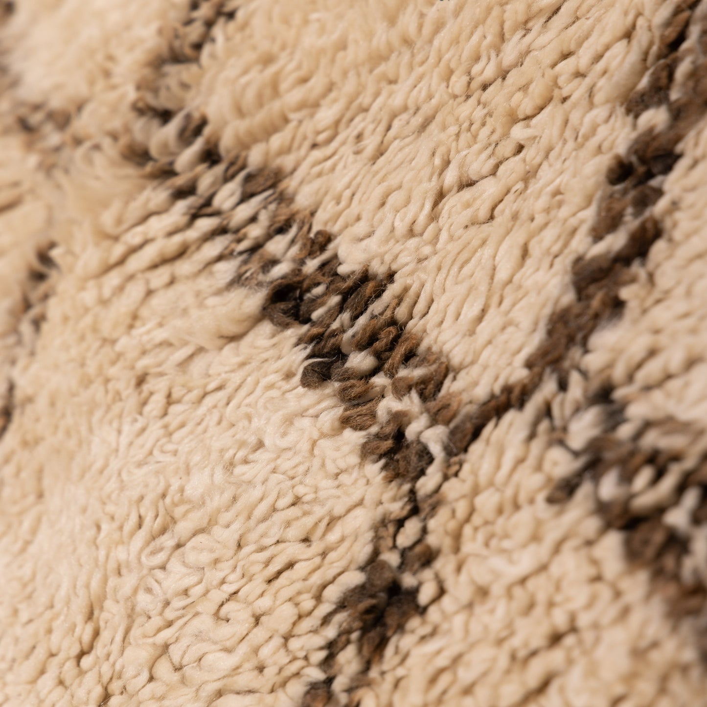 Vintage Moroccan Beni Ourain Rug | Handwoven Wool Tribal Carpet | Authentic Berber Design | Cream & Black | Large Area Rug | 100% Wool ;  11,15 ft / 6,56 ft