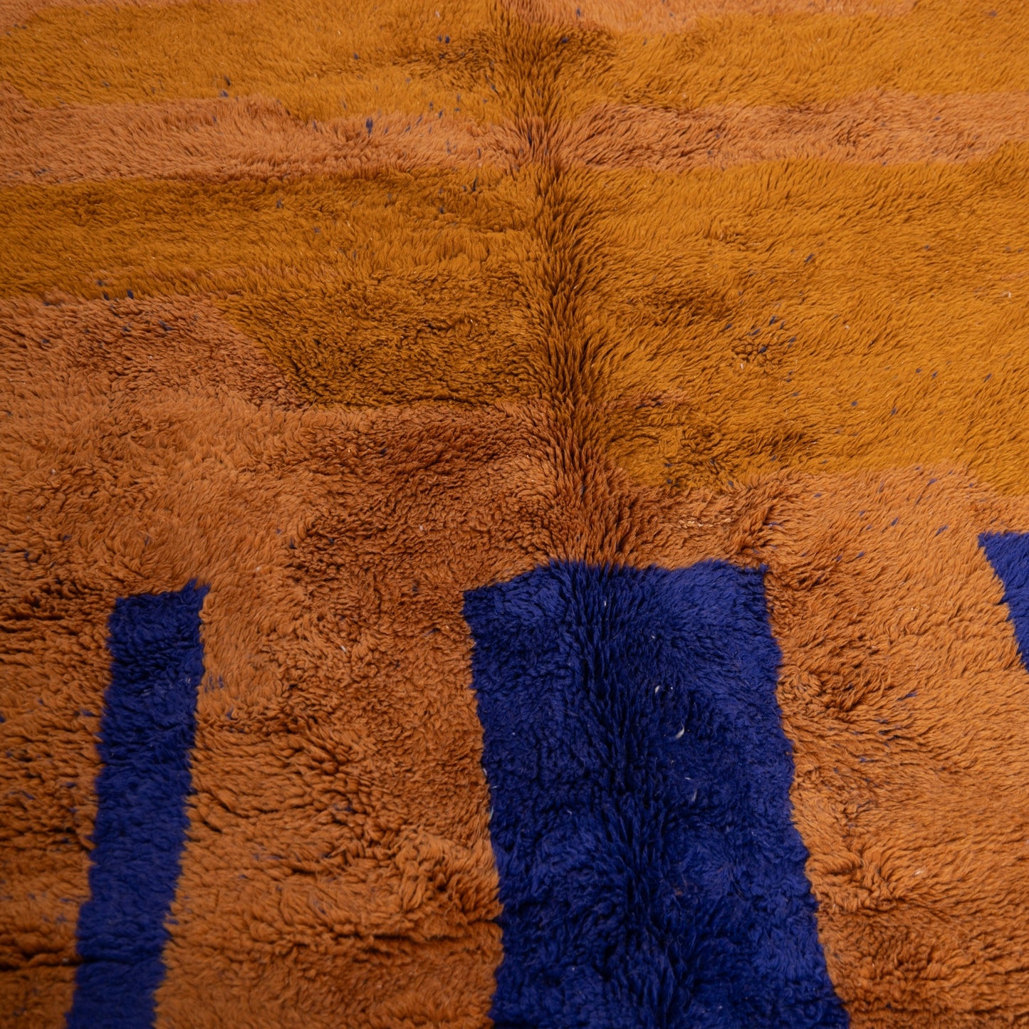 Authentic Handwoven Moroccan Mrirt Rug – Luxurious Brown & Blue Wool Berber Carpet