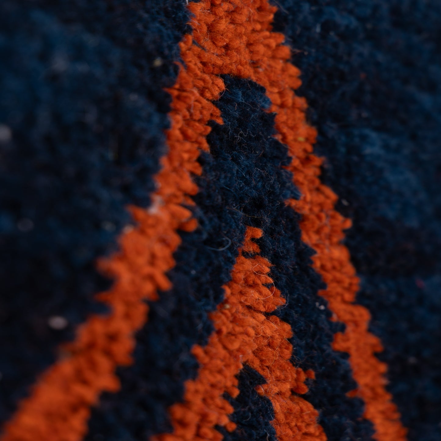 Modern Geometric Boujad Rug – New Moroccan Wool Rug – Indigo, Orange & Olive Wall Art – Minimalist Tribal Handwoven Decor