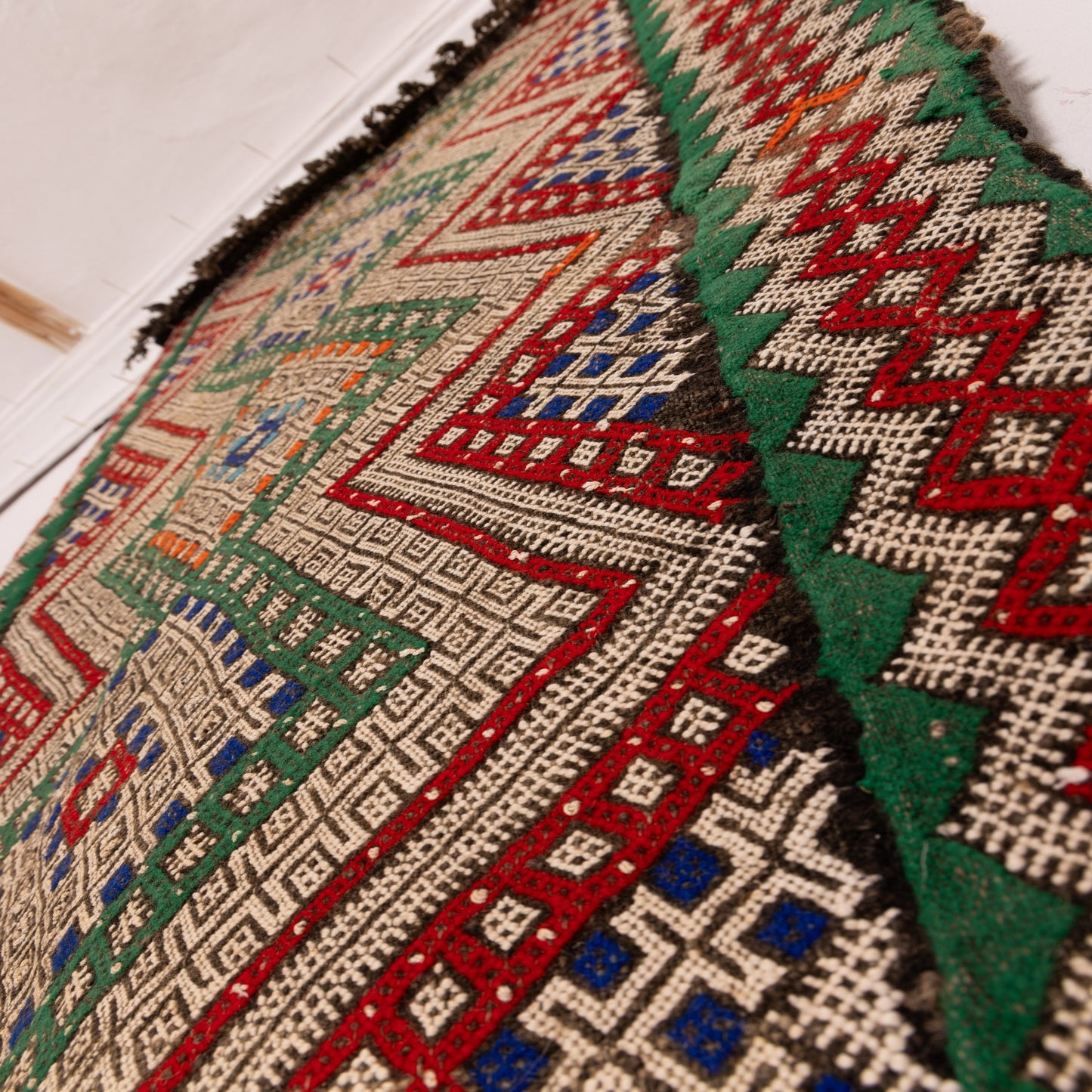 Handmade Moroccan Corridor Runner - Zigzag Tribal Design - 100% Wool