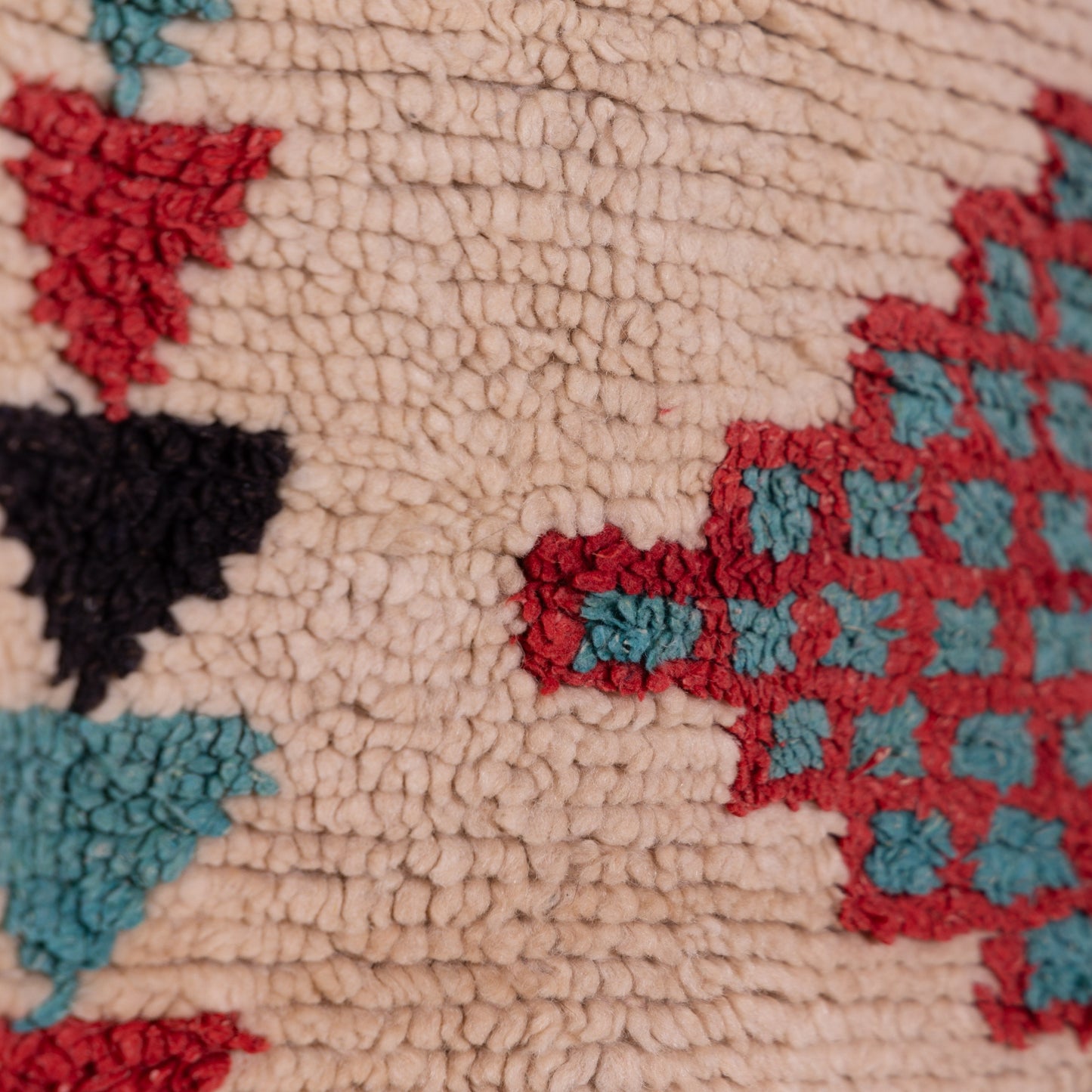 Vintage Azilal Wool Rug - Tribal Diamond Totem Design - Handwoven Moroccan Berber