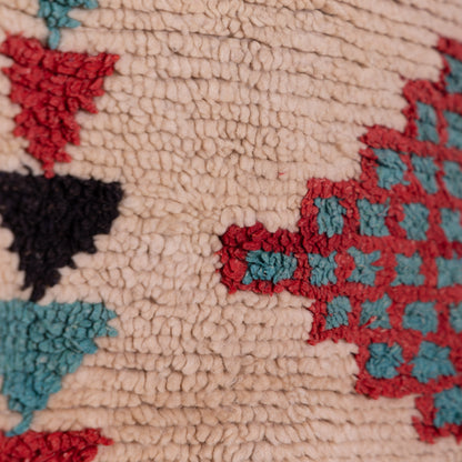 Vintage Azilal Wool Rug - Tribal Diamond Totem Design - Handwoven Moroccan Berber