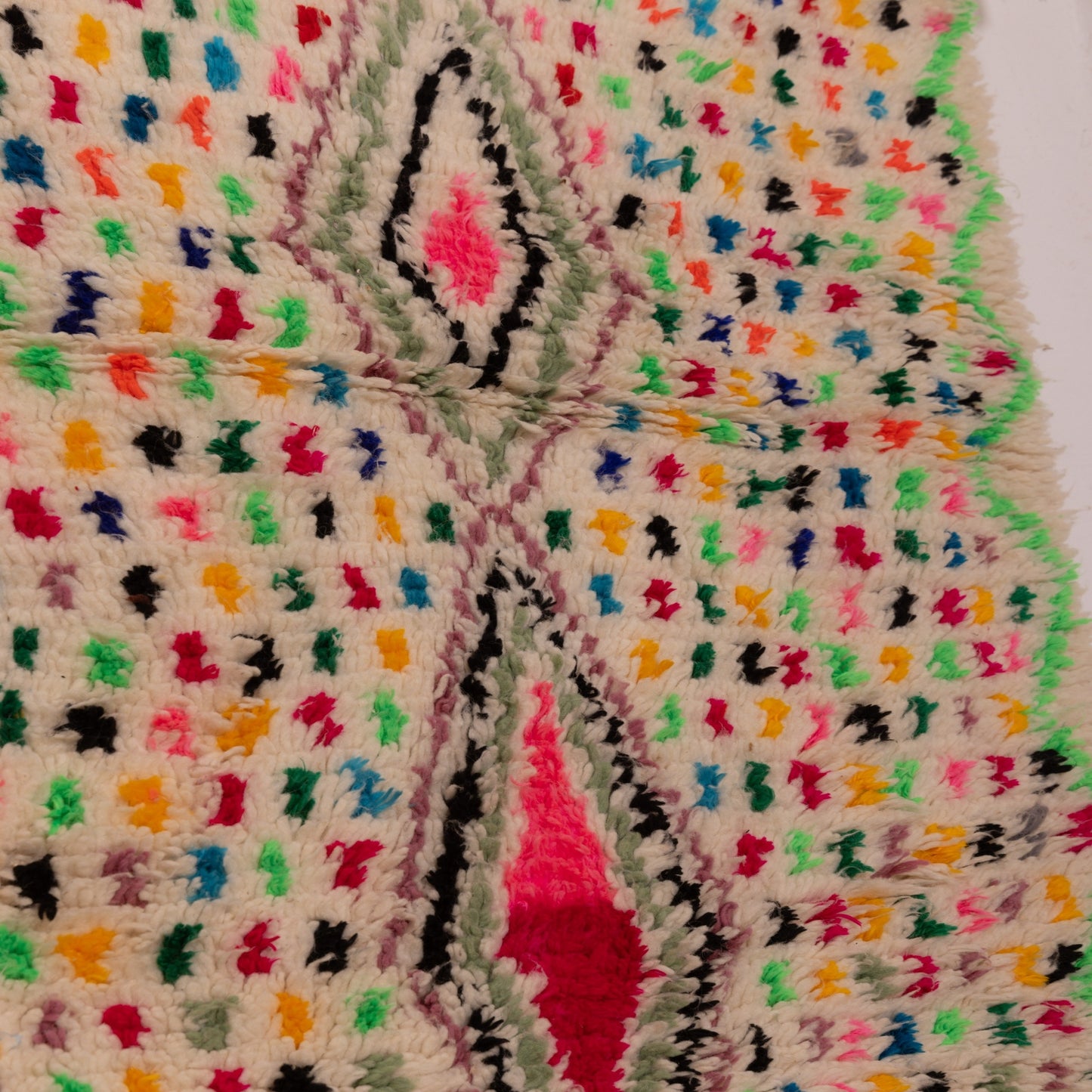 Colorful Moroccan Azilal Rug - Boho Handmade Wool & Cotton Berber Carpet - Small Accent Rug or Wall Art