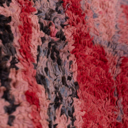 Vintage Moroccan Berber Rug – Handwoven Wool Carpet – Tribal Geometric Design in Red & Black