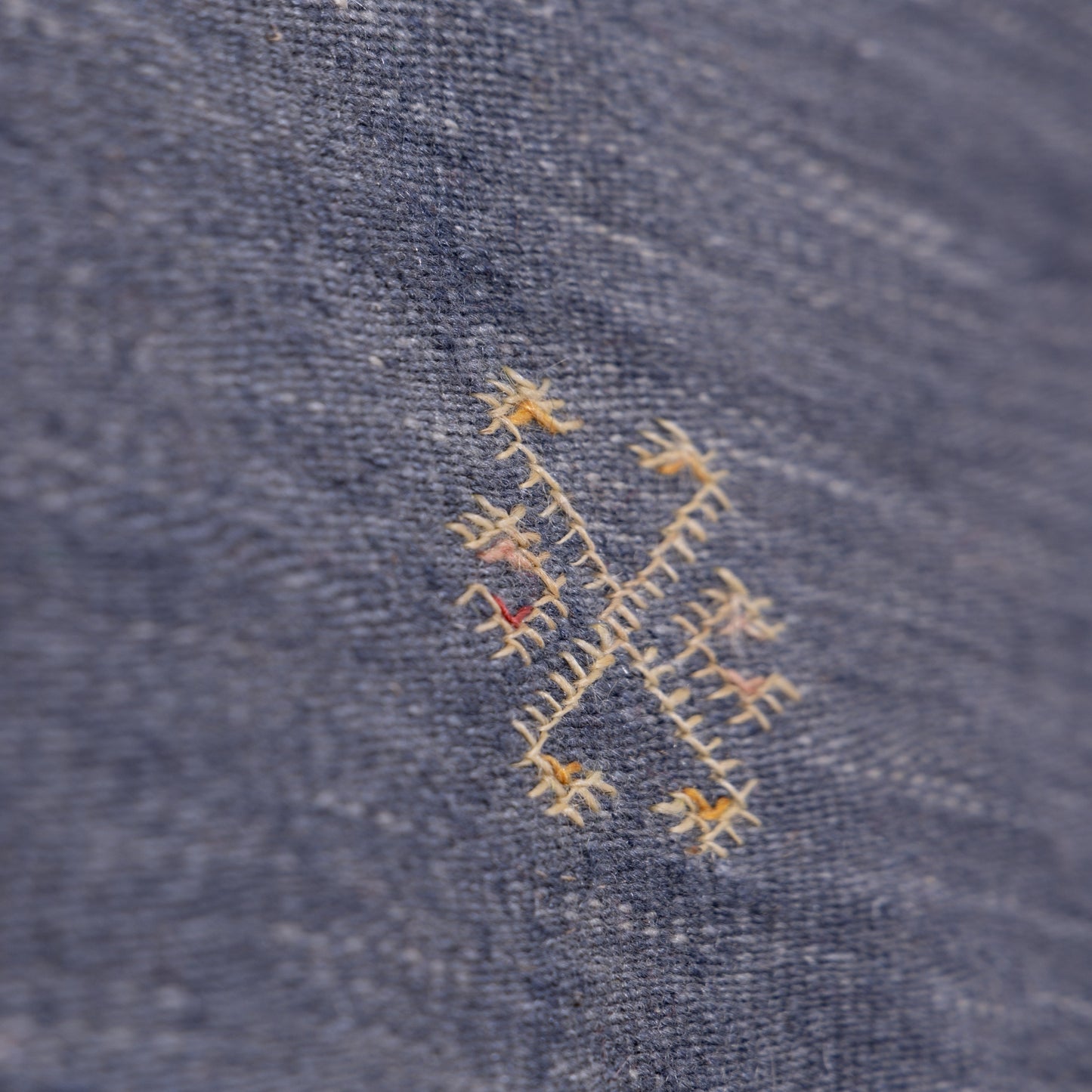 Handwoven Moroccan Akhnif Rug – Deep Blue Berber Wool & Cotton Carpet