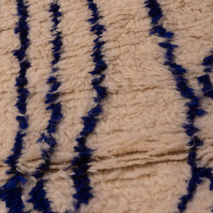 Abstract Blue Tribal Azilal Rug - Moroccan Handmade Wall Hanging - Wool & Cotton Berber Tapestry