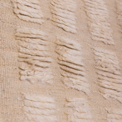 Handwoven Taznakht Moroccan Rug – 100% Wool Beige Grid Pattern Carpet – Minimalist Berber Design – Authentic High Atlas Artisan Craft ; 8,86 ft  /  5,25 ft