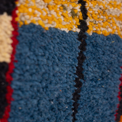 Vertical Symbol Boujad Rug – New Moroccan Wool Rug – Red, Yellow & Teal Tribal Design – Handwoven Boho Wall Hanging or Statement Rug