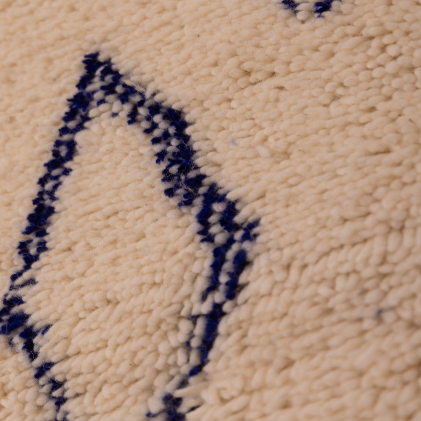New Handmade Azilal Wool Rug - Blue Geometric and Tribal Design - Modern Moroccan Wall or Floor Decor