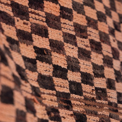 Vintage Moroccan Bjaad Checkerboard Rug – Handwoven Berber Wool Flatweave Kilim – Timeless Geometric Design