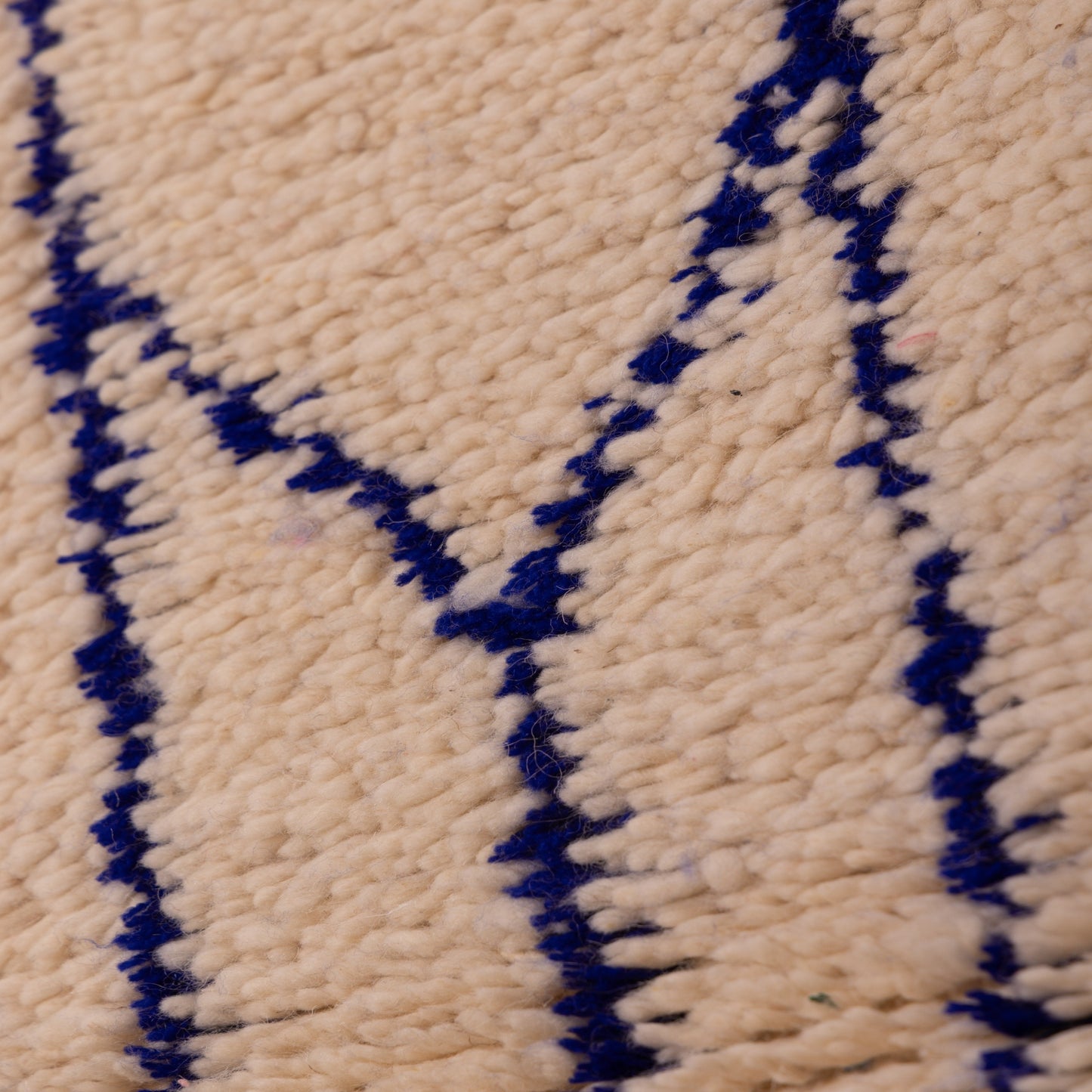 New Handmade Azilal Wool Rug - Geometric Lines in Blue - Modern Moroccan Tribal Design