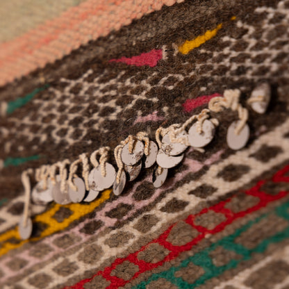 Vintage Handwoven Moroccan Kilim | Berber Zanafi Rug with Geometric Patterns ; 10,99 ft / 5,41 ft