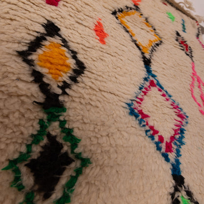 Colorful Small Azilal Rug - 80% Wool 20% Cotton Moroccan Handmade Carpet - Bright Diamond Tribal Design
