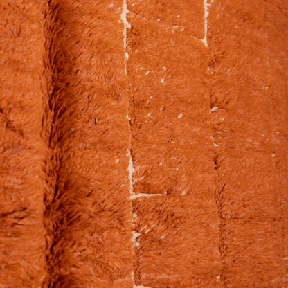 Handwoven Moroccan Mrirt Rug – Luxurious High-Pile Wool Berber Carpet in Warm Terracotta Orange