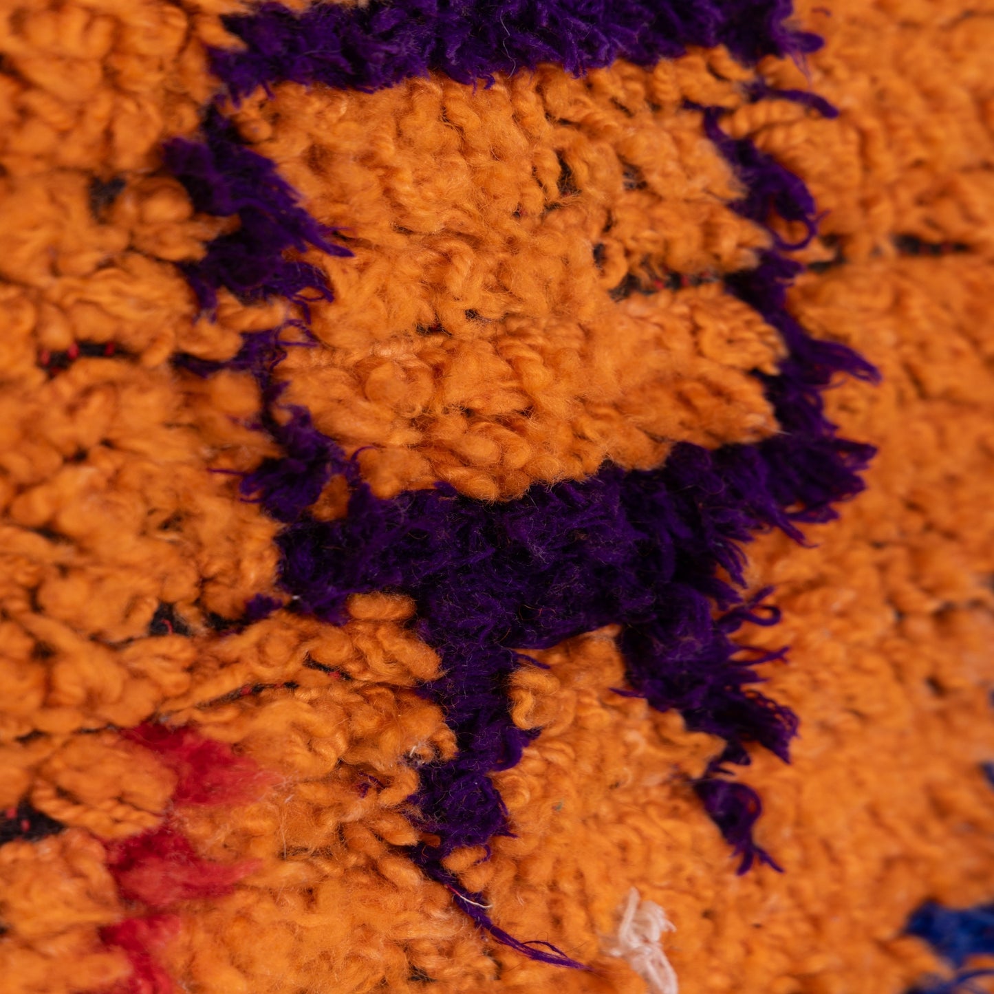 Vintage Orange Azilal Rug - Moroccan Berber Wool Carpet - Bold Tribal Pattern in Red, Green, and Black