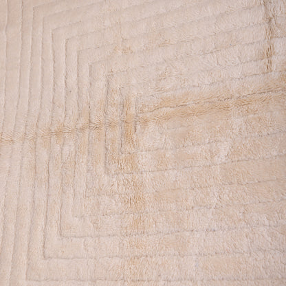 Handmade Mrirt Rug – 100% Wool Moroccan Berber Carpet – Cream Textured Geometric Wool Rug – Luxury Minimalist & Modern Home Decor