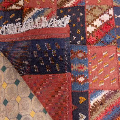 Handwoven Akhnif Moroccan Rug – Patchwork Berber Flatweave ; 6,89 ft / 3,94 ft