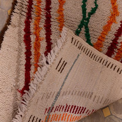 Vintage Azilal Rug - Moroccan Handwoven Wool Runner - Bold Diamond Tribal Design in Red & Orange