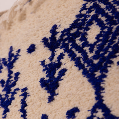 New Handmade Azilal Wool Rug - Blue Geometric & Diamond Pattern - Modern Moroccan Decor