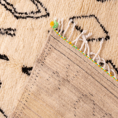 Monochrome Azilal Rug - Handwoven Moroccan Wool Carpet - Diamond Tribal Berber Design - Minimalist Black & Cream Decor
