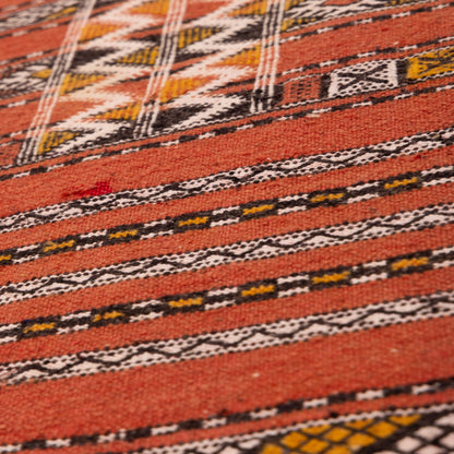 Handwoven Moroccan Corridor Rug - Red Tribal Wool Runner