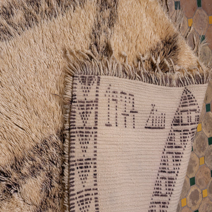 Vintage Moroccan Beni Ourain Rug | Handwoven Wool Berber Carpet | Authentic Tribal Design ; 12,63 ft / 6,56 ft