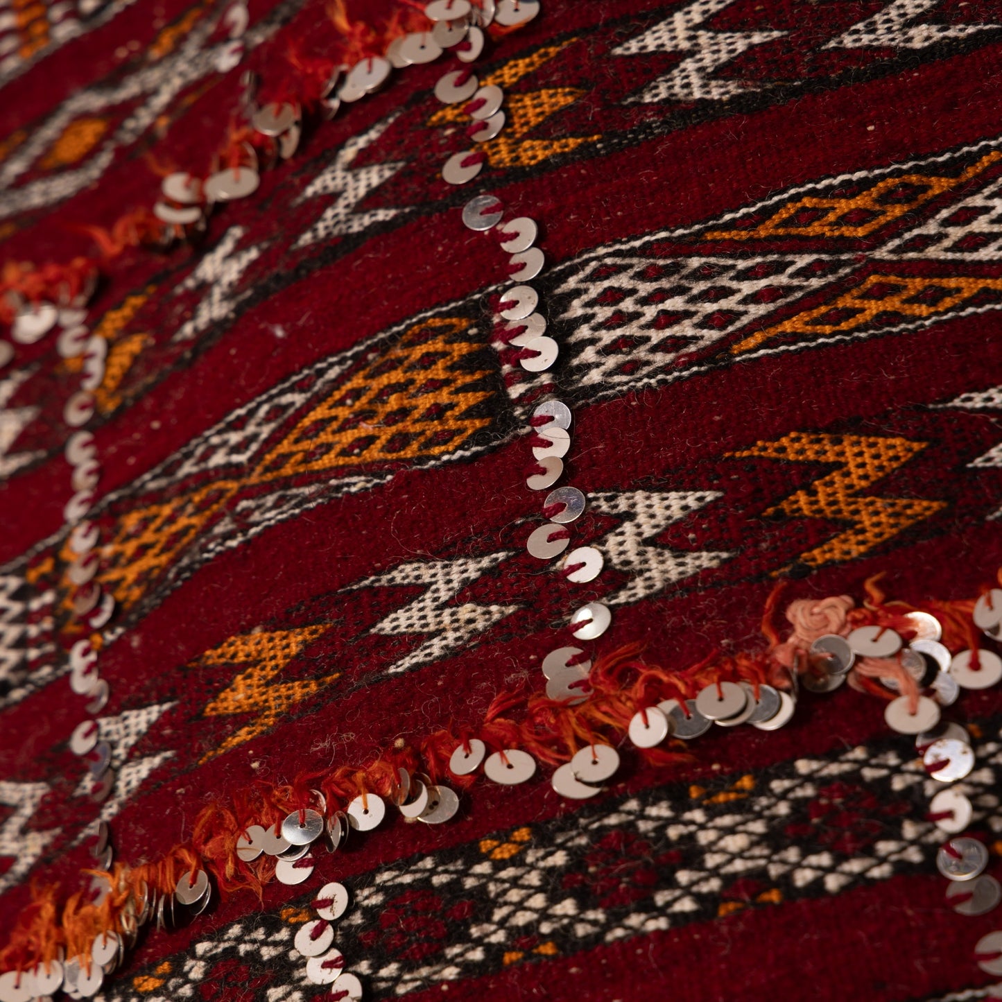 Handwoven Vintage Moroccan Rug | Authentic Berber Wedding Blanket with Embellished Details ; 5,91 ft / 3,44 ft